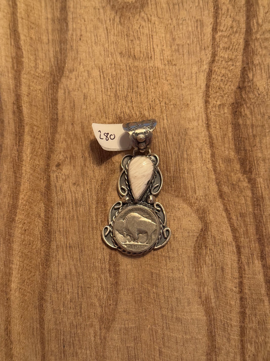 White Buffalo Coin Pendant