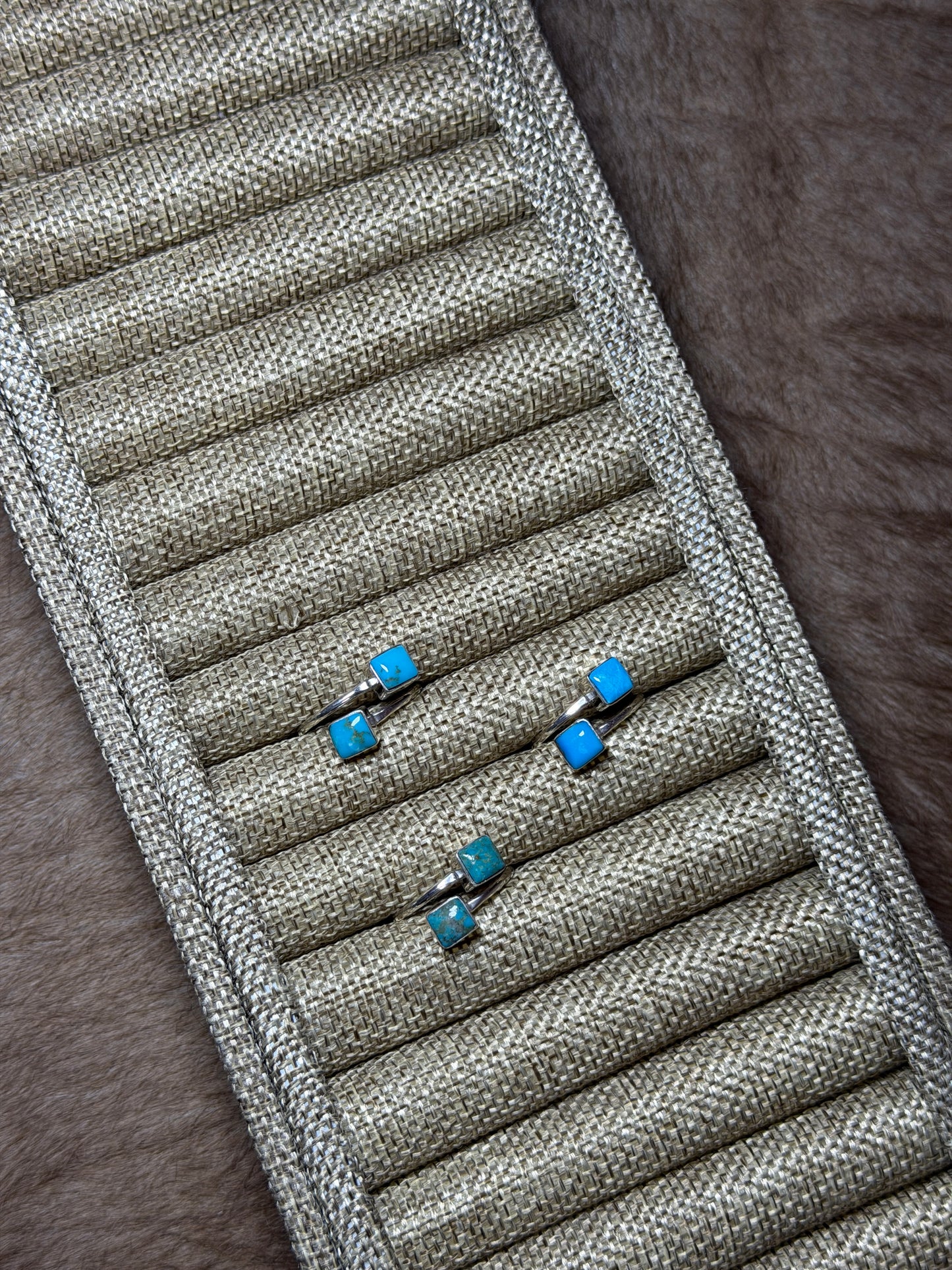 2 Square Turquoise Adjustable Ring