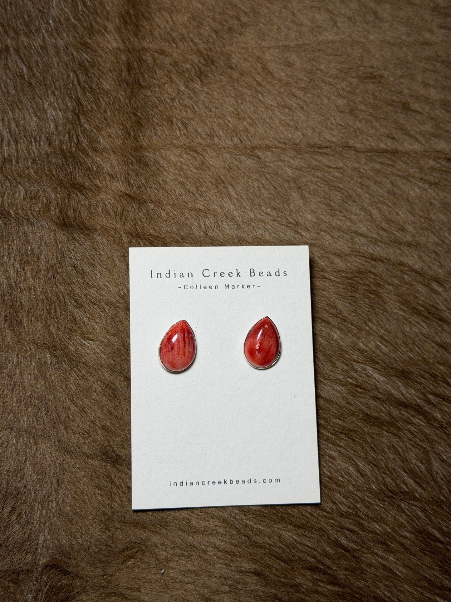 Red Spiny Teardrop Earrings