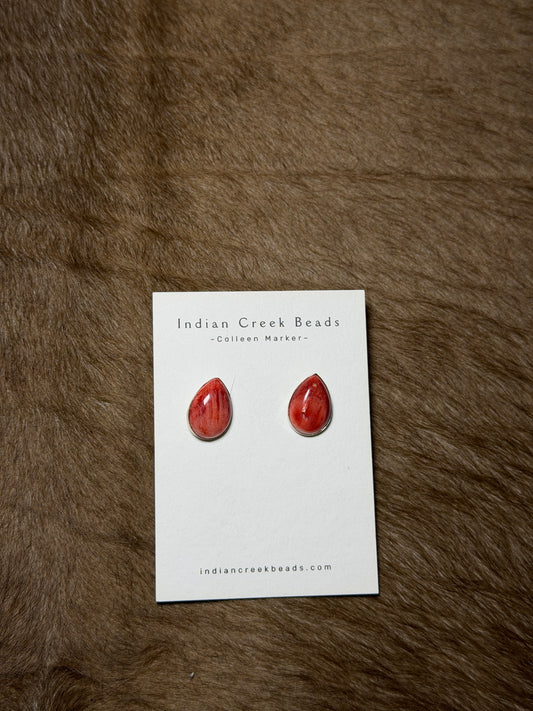 Red Spiny Teardrop Earrings