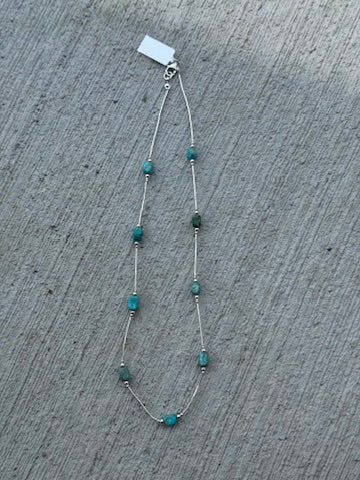 18" Liquid Silver & Turquoise