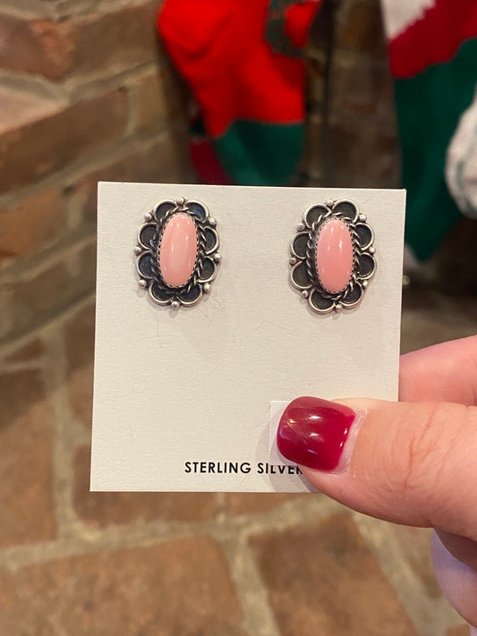 Pink Conch Stud Earrings