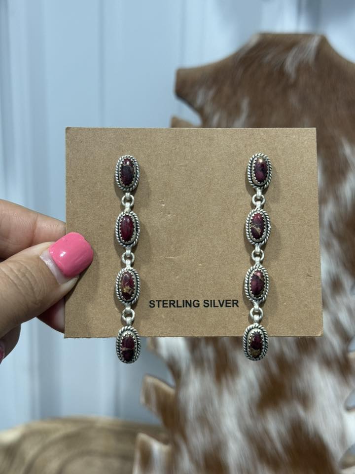 Rose Dahlia Sterling Silver Dangle Earrings