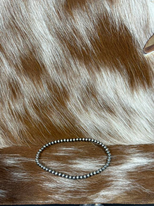 3mm Sterling Silver Pearl Stretchy Bracelet