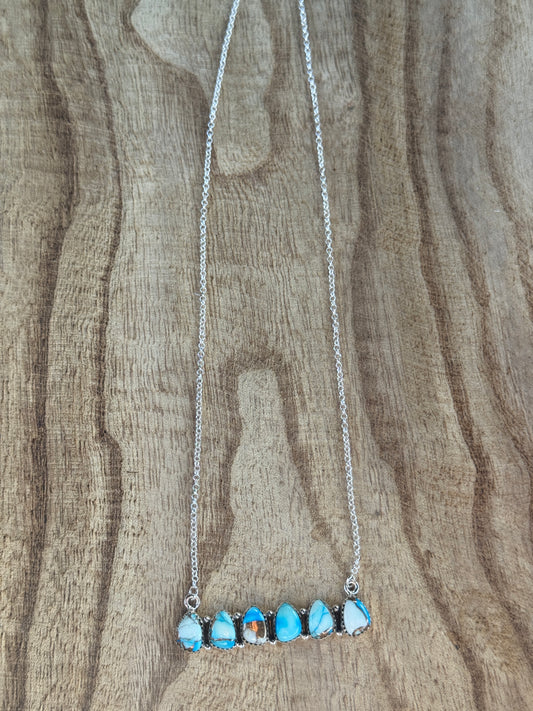 18-20” Ice Blue Dahlia Bar Necklace