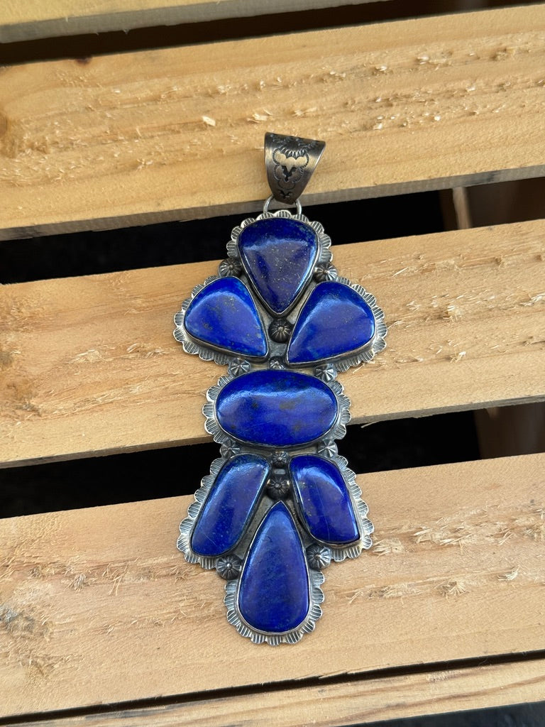 Blue Lapis Cluster Statement Pendant