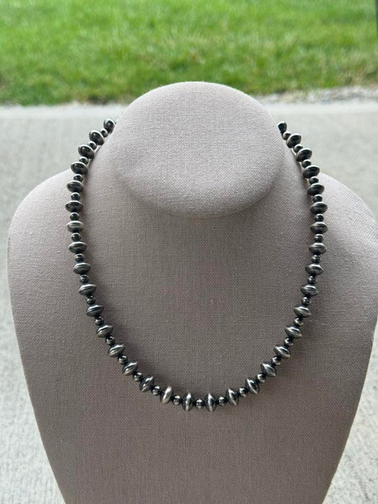 17.5-19” 5mm Sterling Pearl w/ 9mm Saucer Necklace