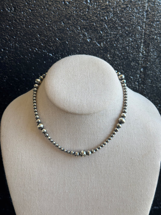 14-15” 4-8mm Sterling Silver Pearls