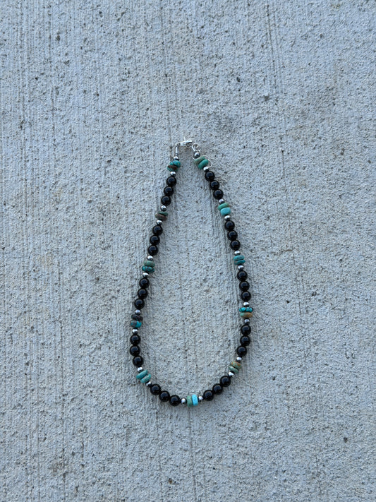 14-15.5" Black Onyx & Turquoise