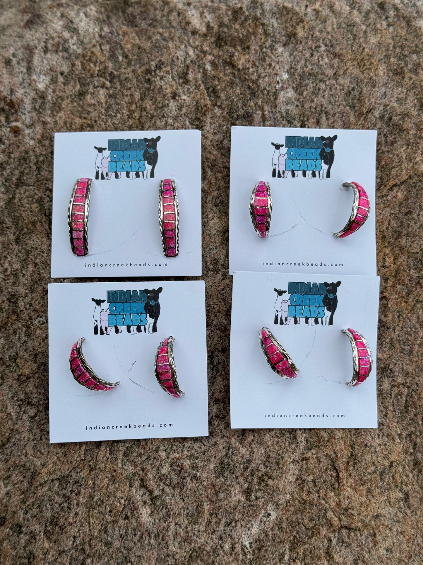 Hot Pink Opal Inlay Earring