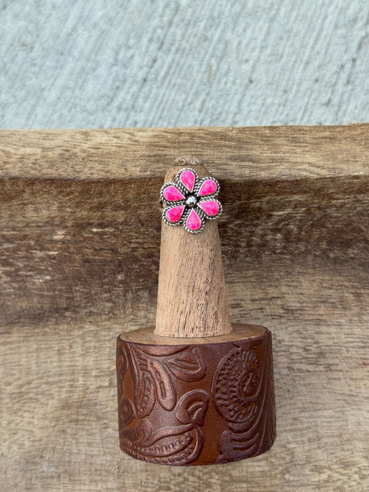 Sz 6.5 Hot Pink Opal Cluster Ring