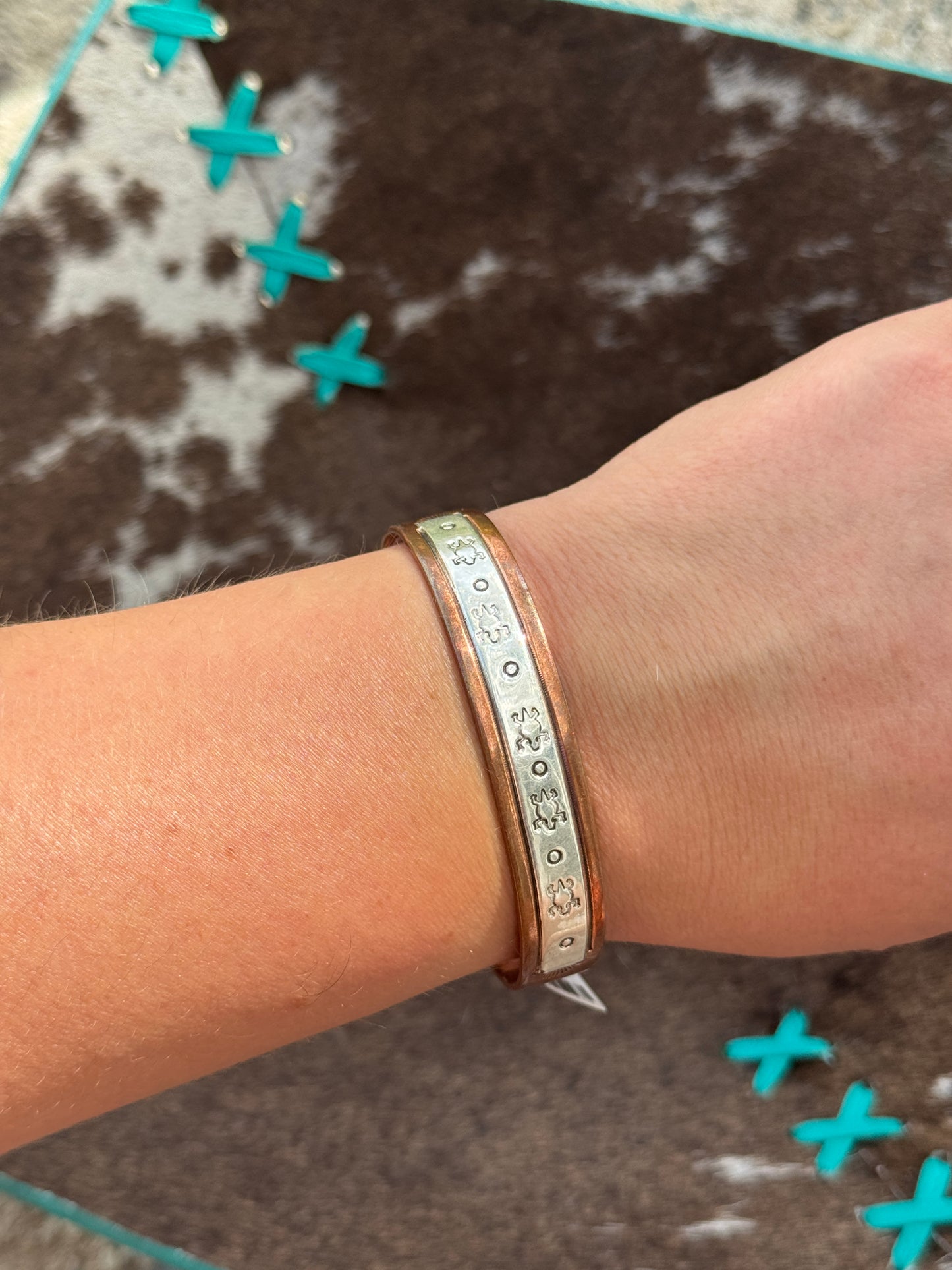 Copper & Sterling Frog Cuff