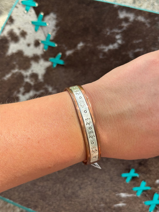 Copper & Sterling Frog Cuff