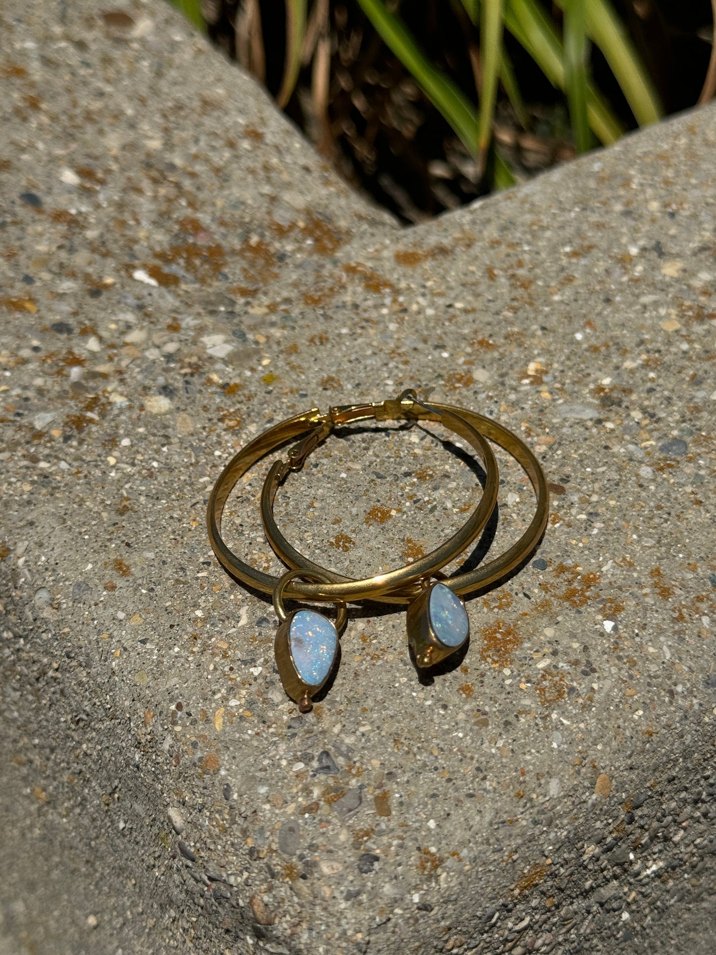 Gold & Opal Hoops