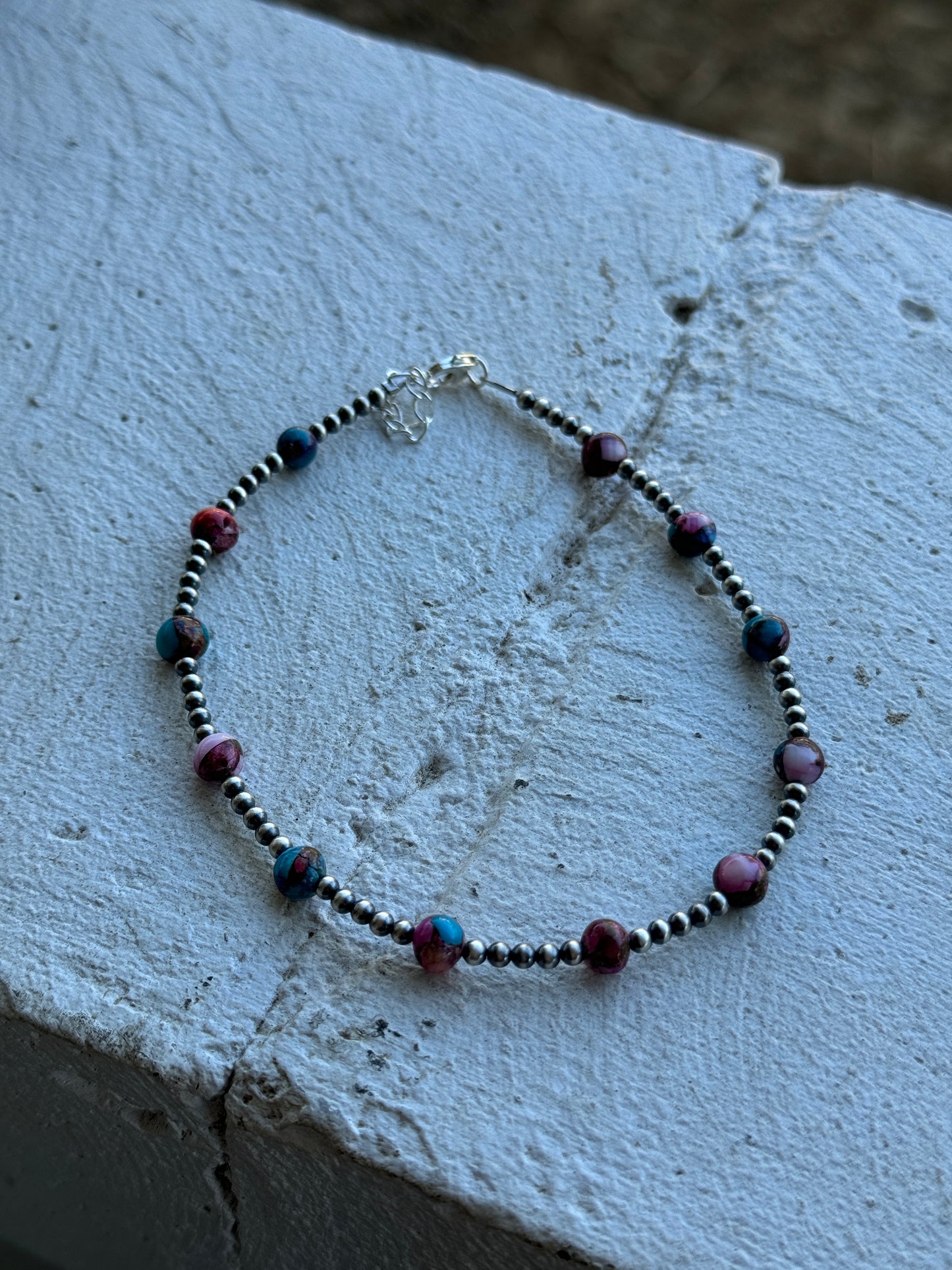 11” Navajo & Purple Dahlia Anklet