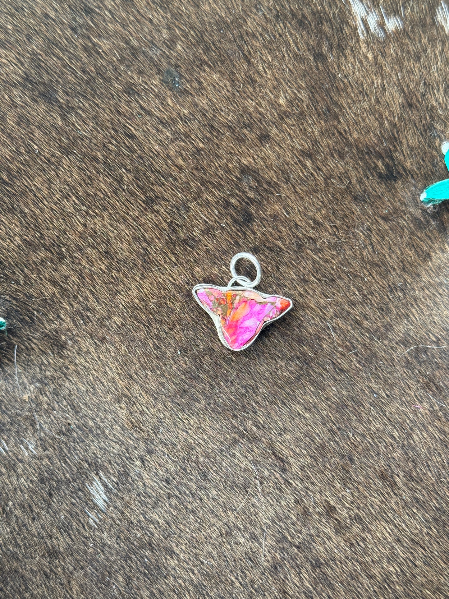 Pink Dahlia Cow Pendant