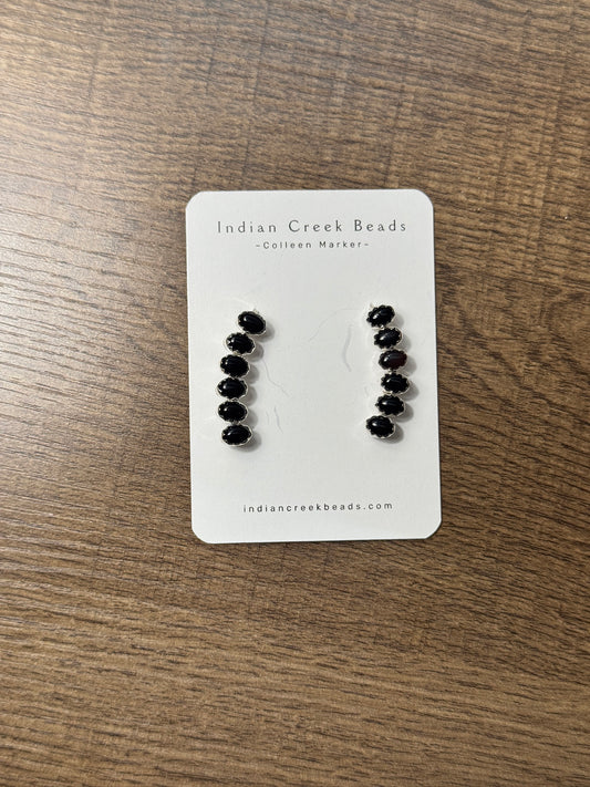 Black Onyx Ear Crawler Earrings