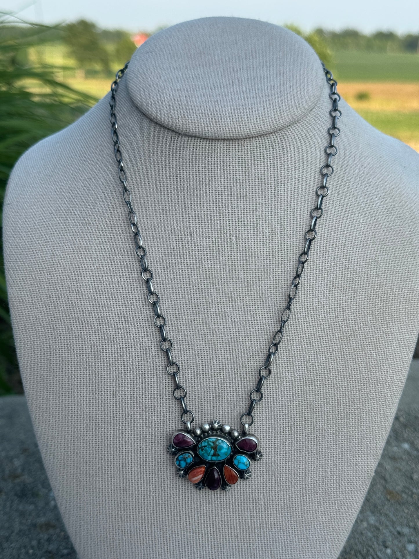 18” Multi-Stone Cluster Necklace