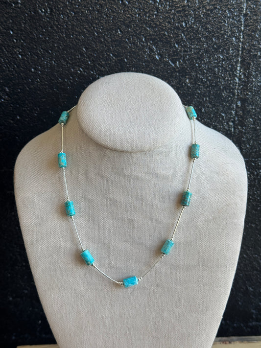 18” Liquid Silver & Barrel Turquoise