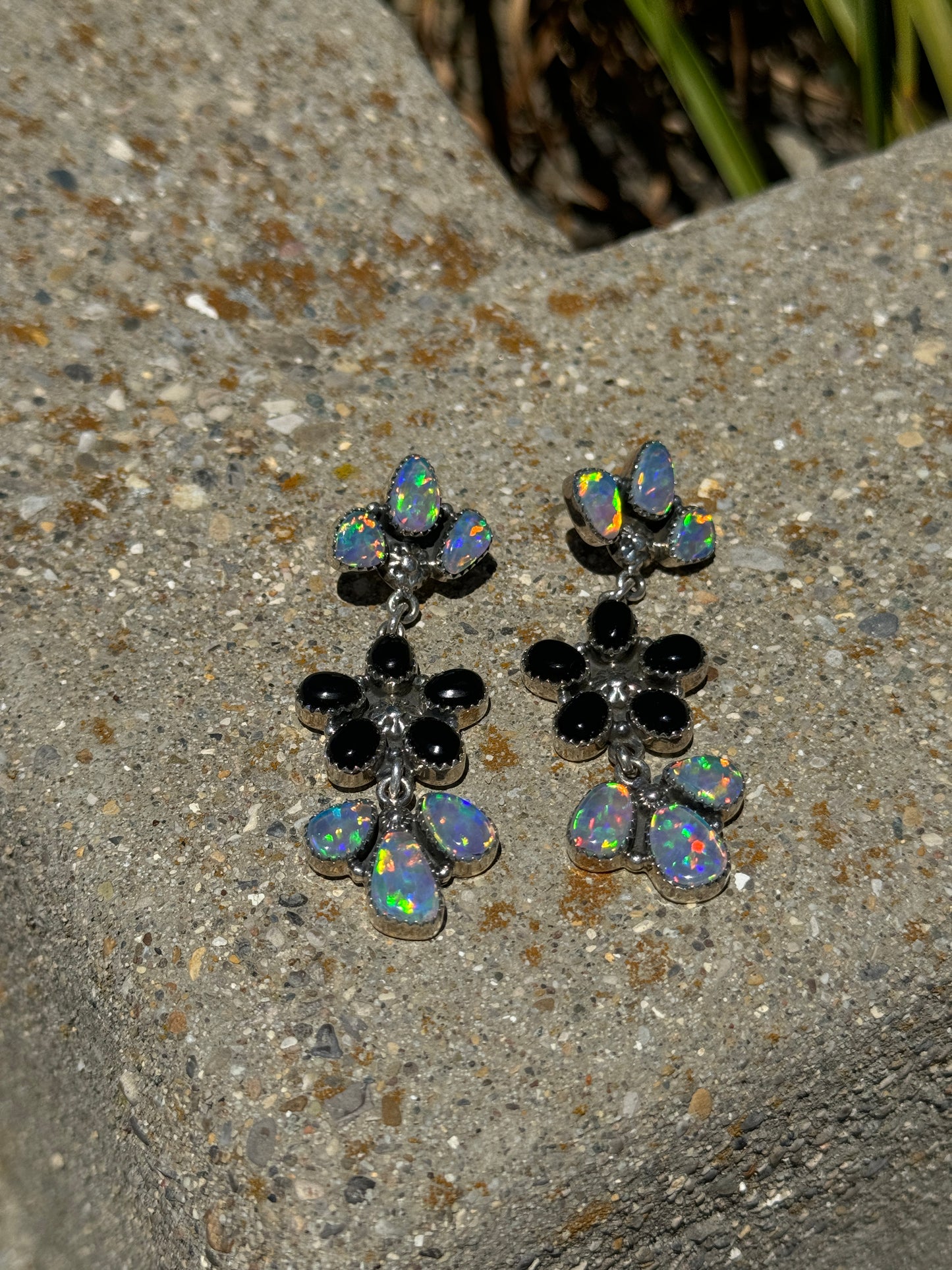 Black Onyx Opal Dangle Clusters