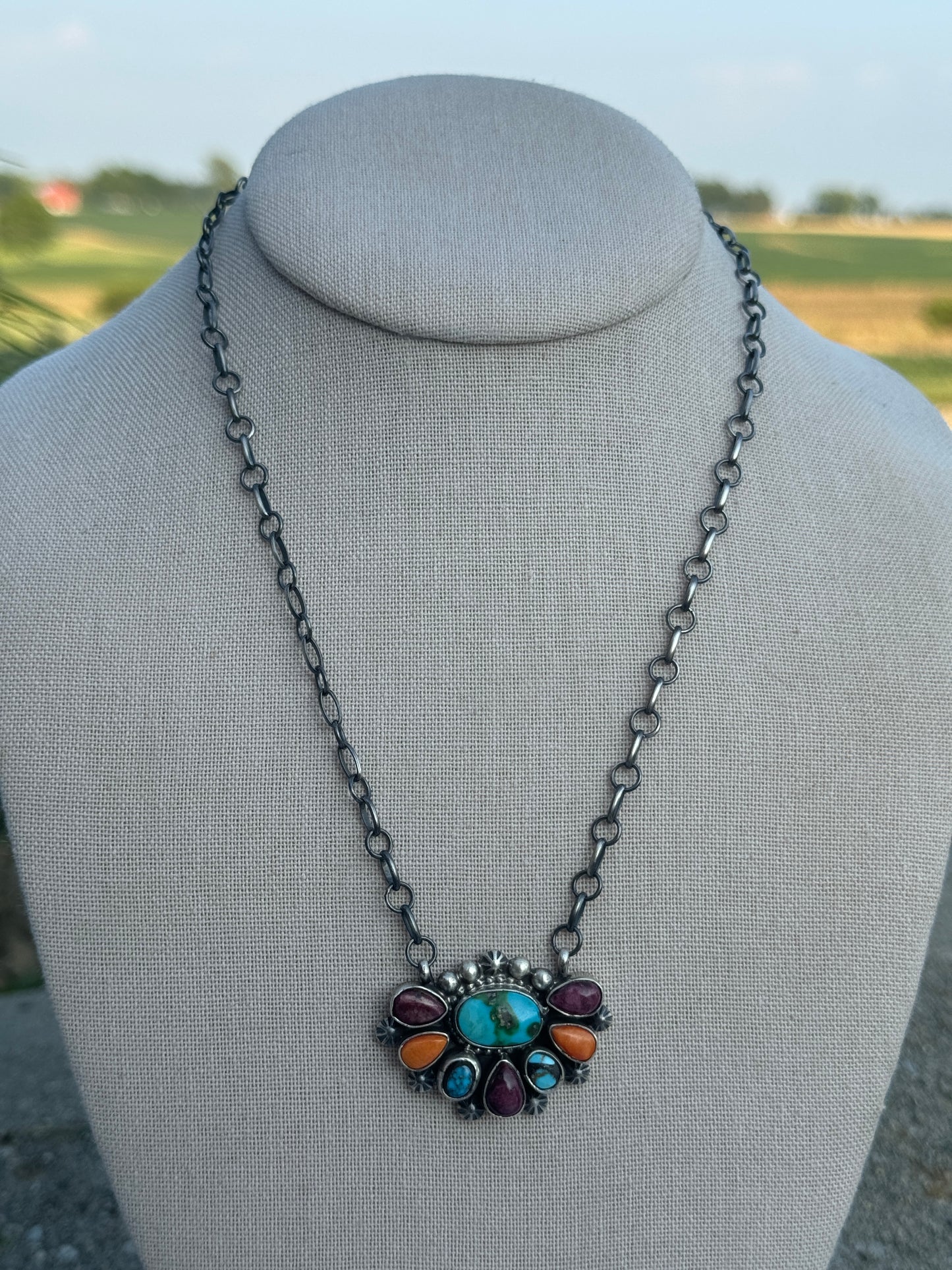 18” Multi-Stone Cluster Necklace