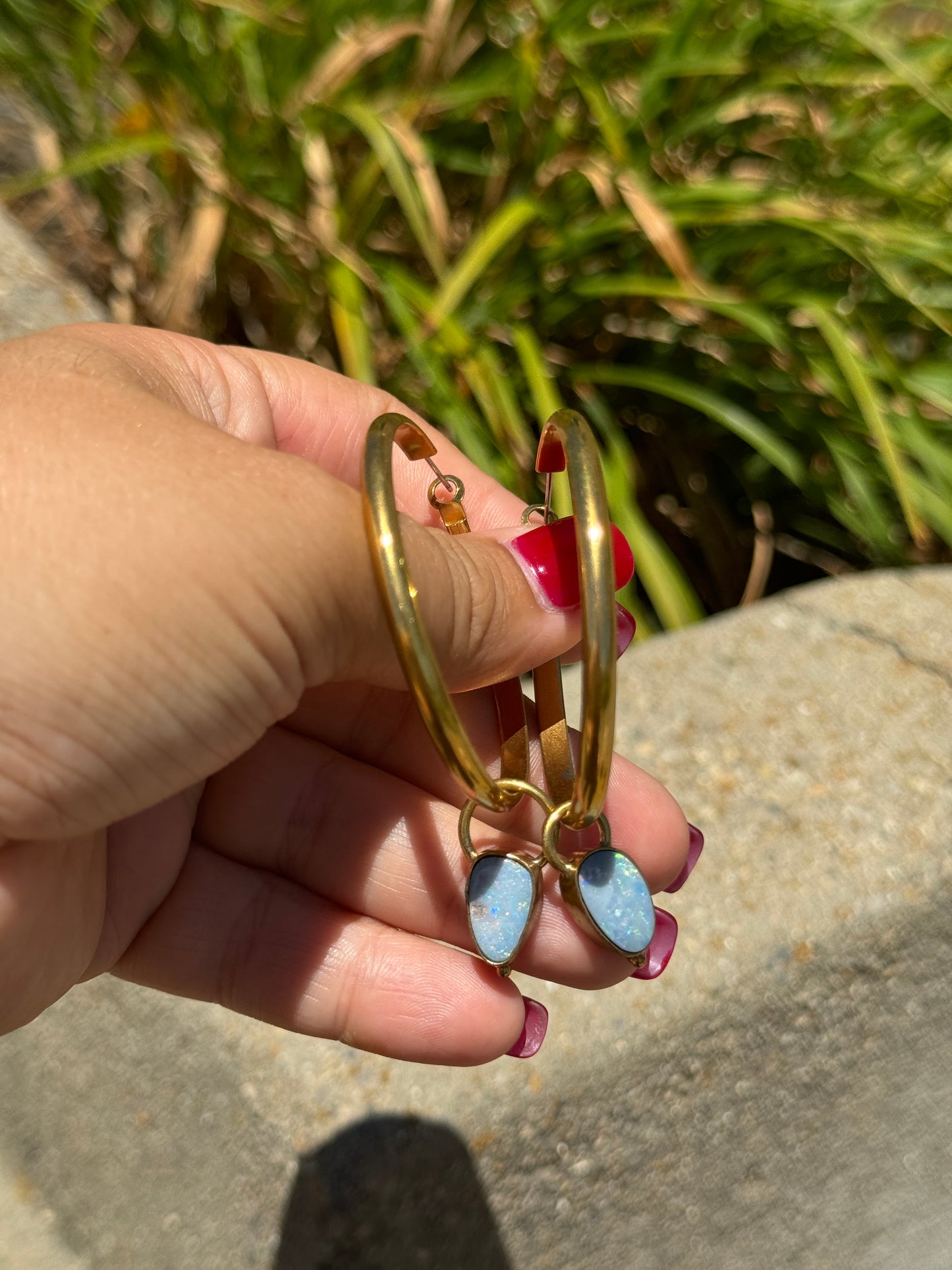 Gold & Opal Hoops