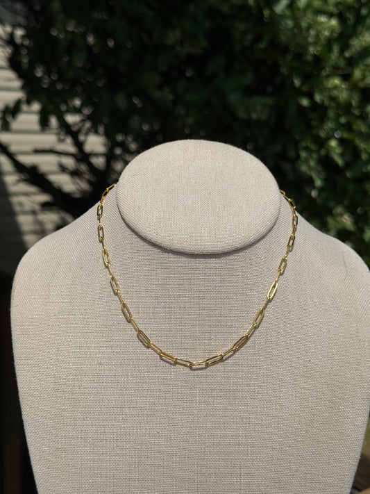 Gold Plated Paerclip Necklace