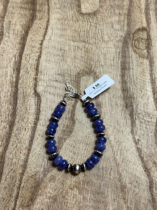 6.5-7.5” Purple Jade Bracelet