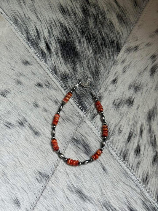 8.5-10.5” Orange Spiny Anklet