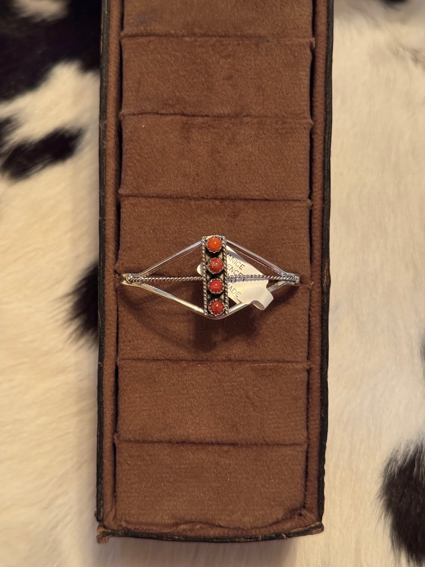 4 stone Red Coral Cuff