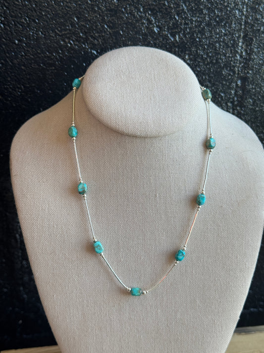 18” Liquid Silver & Round Turquoise