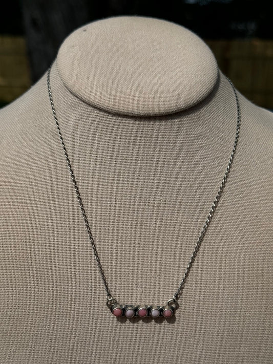 16" Pink Conch Bar Necklace