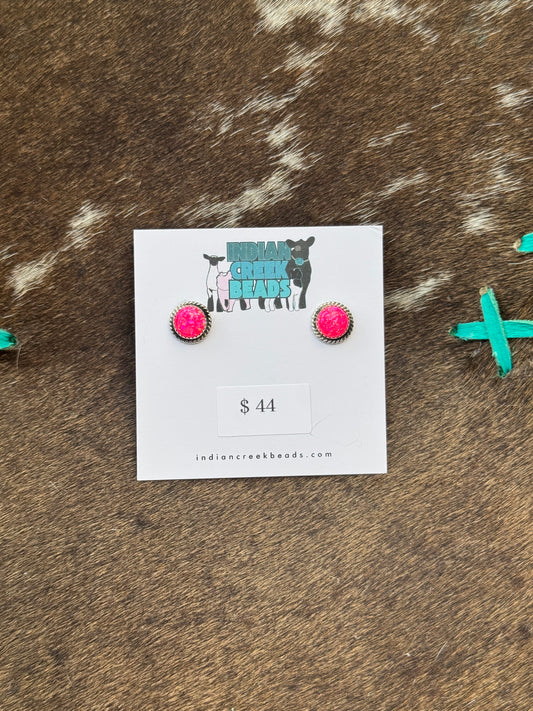 Hot Pink Opal Earrings