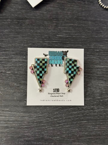 Kingman Checkered Bolt Earrings