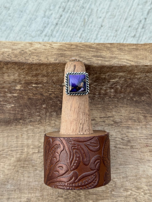 Violet Dahlia Square Shaped Adjustable Ring