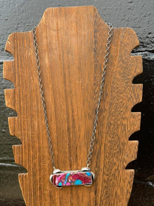 20” Pink Dahlia Bar Necklace