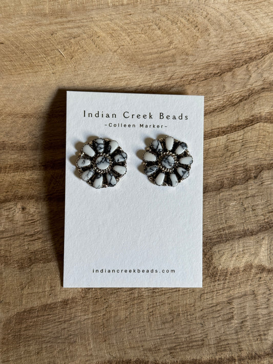 White Buffalo Cluster Earrings