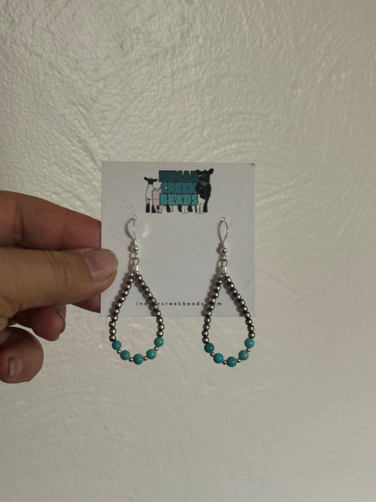 3mm Pearl & Turquoise Earrings