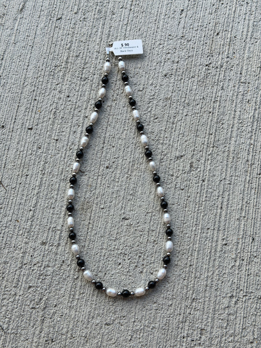 18.5-20" Black Onyx & Freshwater