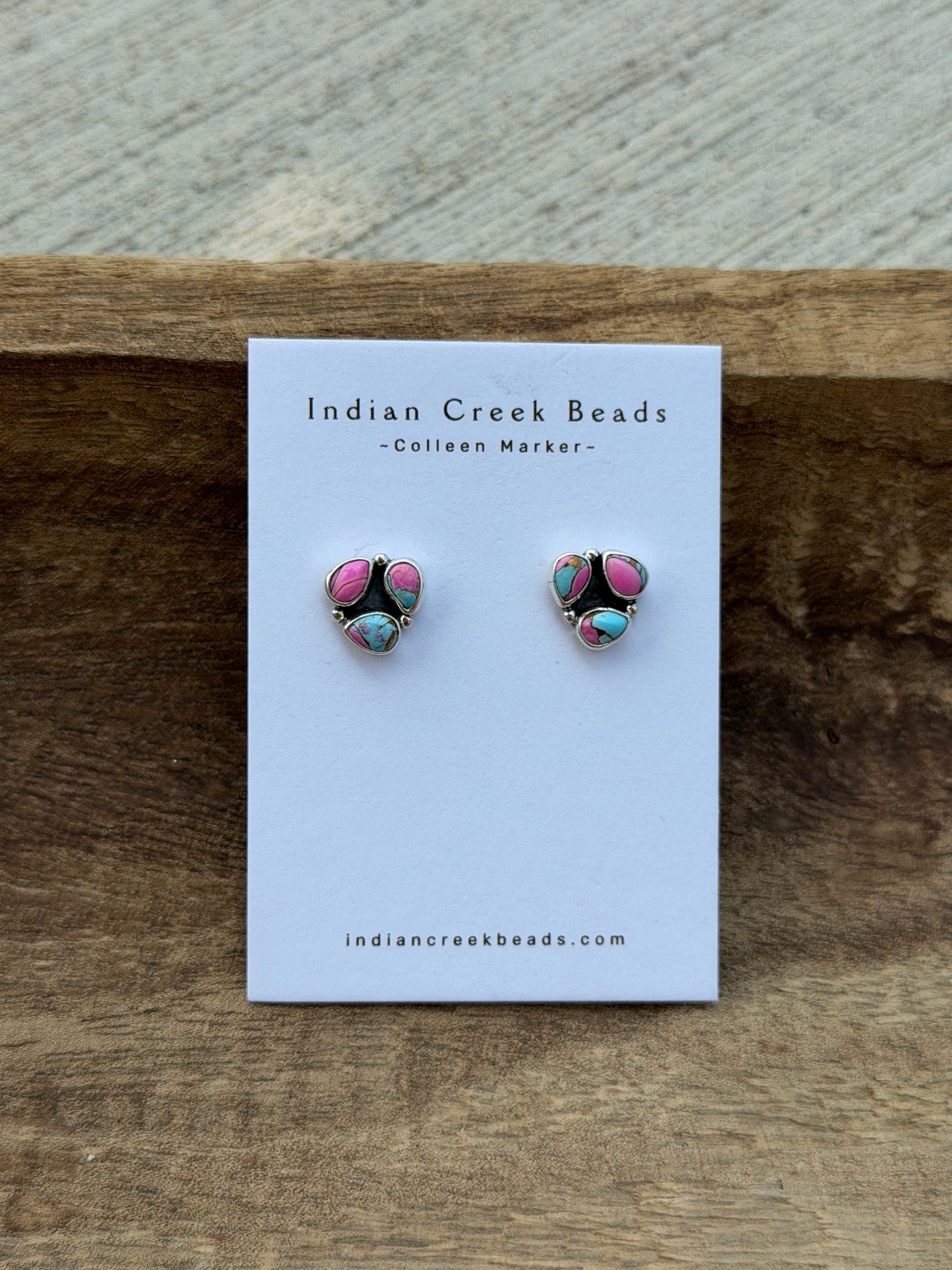 3 stone Cotton Candy Dahlia Earrings