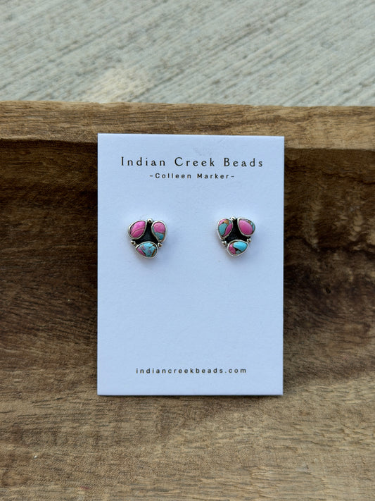 3 stone Cotton Candy Dahlia Earrings