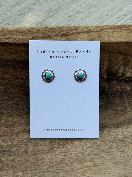 Sterling Turquoise Concho Studs