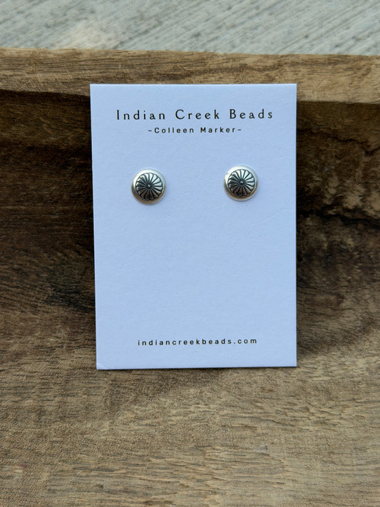 Sterling Stamped Floral Earrings