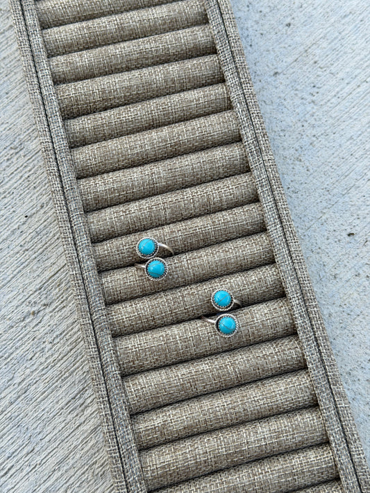 2 stone Turquoise Adjustable Ring