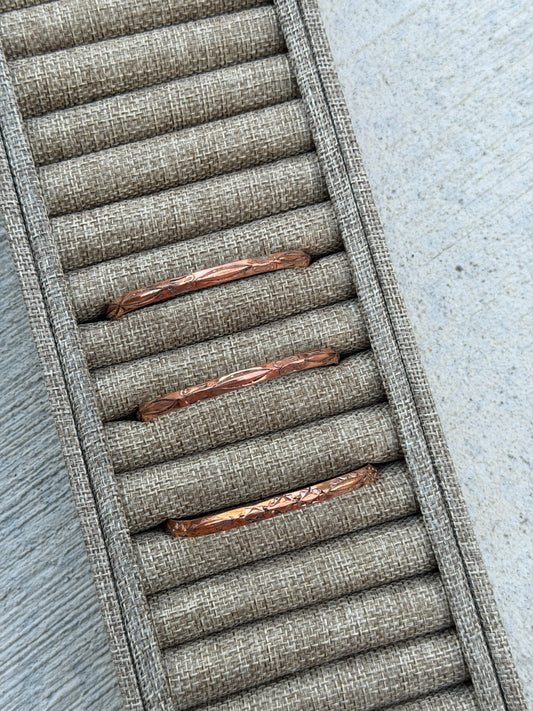 Copper Stamped Grooved Cuff