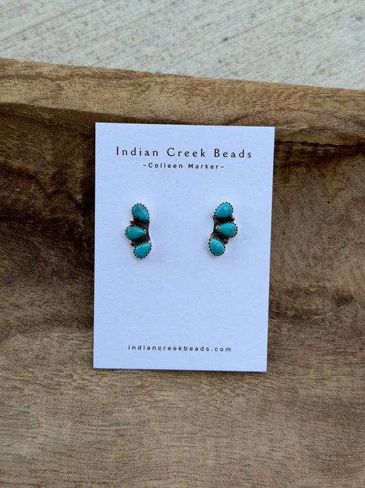 3 stone Turquoise Earrings