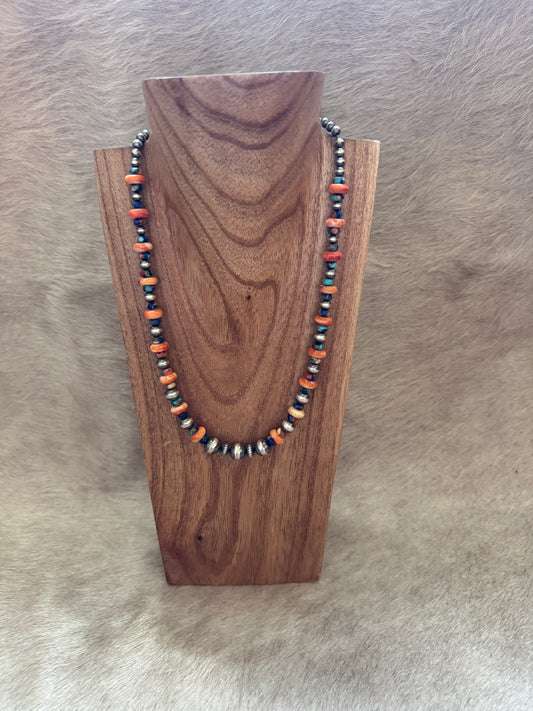 19.5-21" Orange Spiny & Blue Lapis