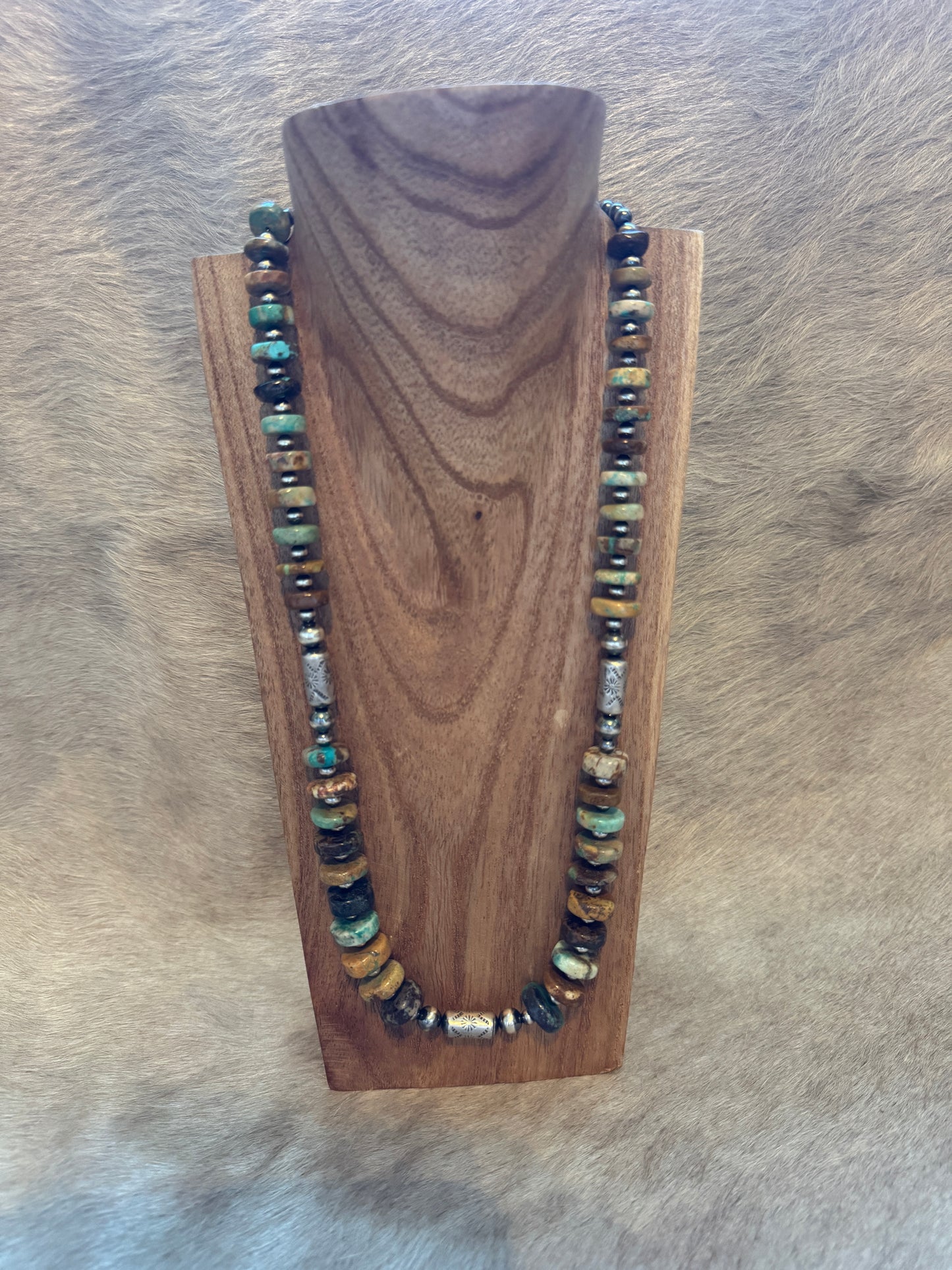 25.5-27" Genuine Turquoise & Barrel Beads