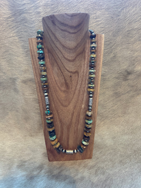 25.5-27" Genuine Turquoise & Barrel Beads