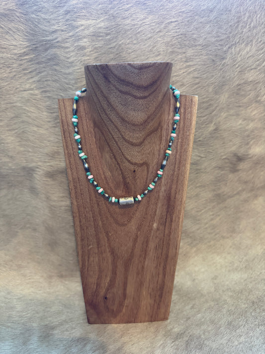 15.5-17" Emerald Valley, Pink Conch & Barrel Bead